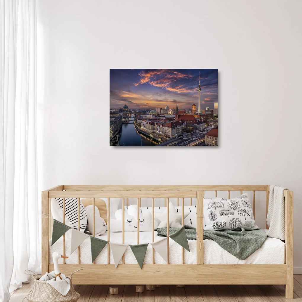 Kép - Naplemente Berlin felett (üvegen) (70x50 cm)