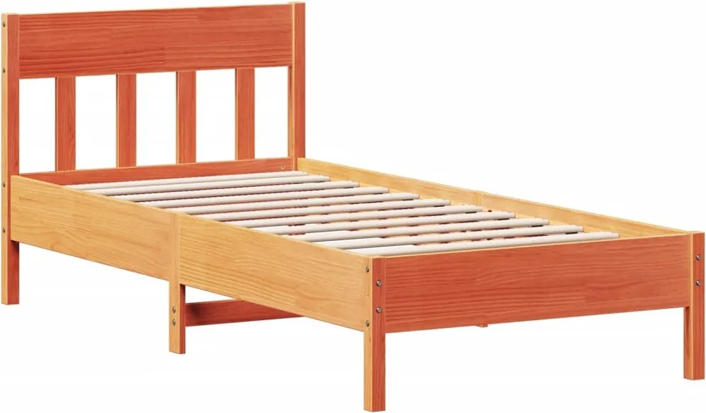 vidaXL viaszbarna tömör fenyőfa ágy matrac nélkül 90 x 190 cm