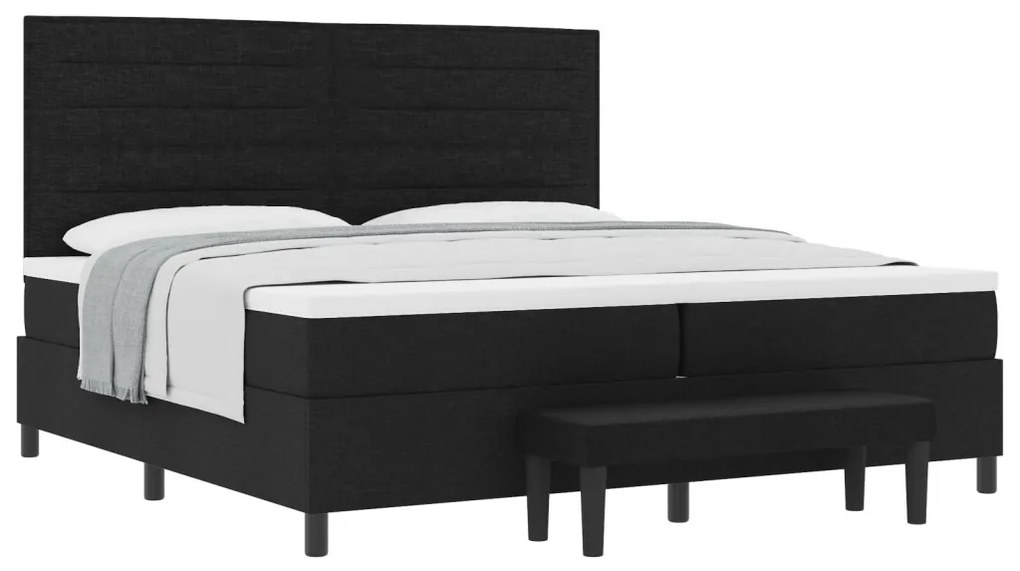 Boxspring ágy matraccal &amp; paddal Fekete 200x200 cm Szövet