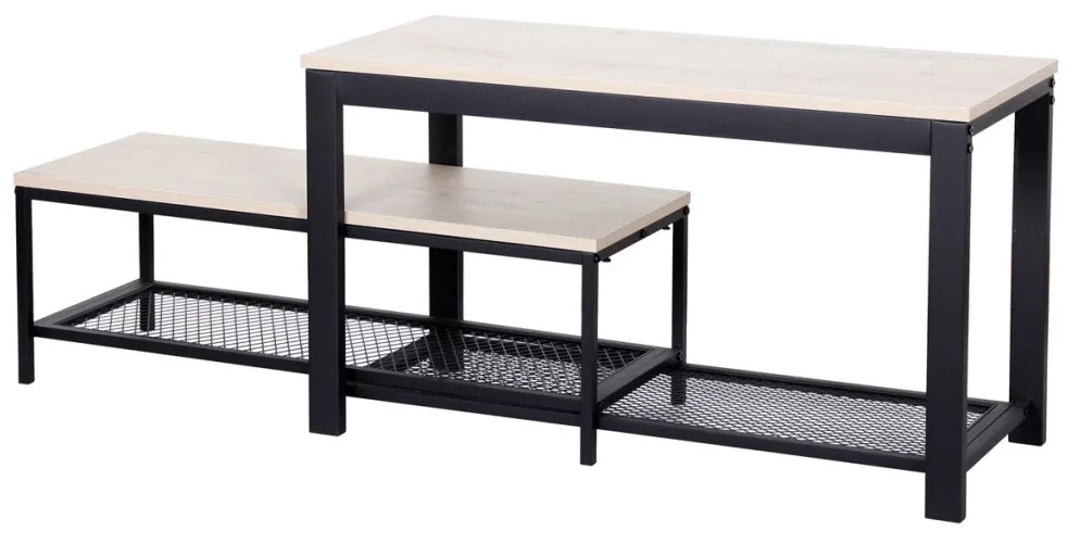 Suport pantofi cu 2 rafturi de culoare Stejar Sonoma cu blat din MDF.