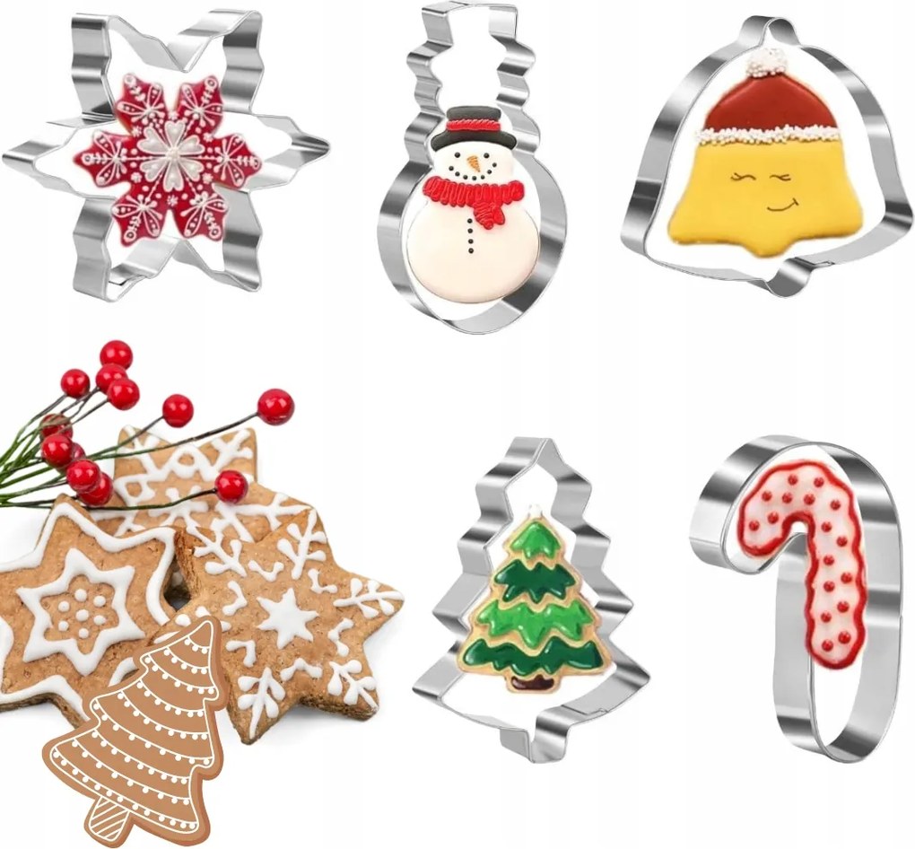 Kiszúrók Mézeskalács Keksz Sütőformák Karácsonyi 5 db Süti Forma