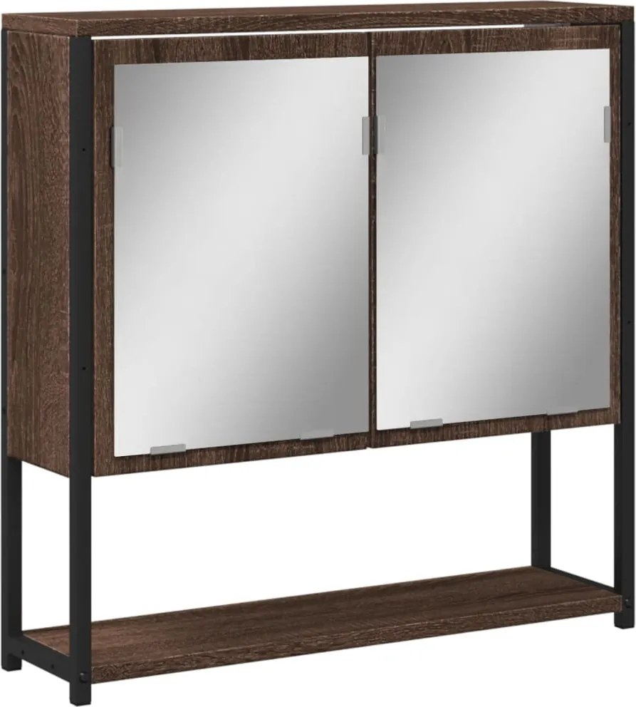 vidaXL barna tölgy szerelt fa tükrös fürdőszobaszekrény 60x16x60 cm