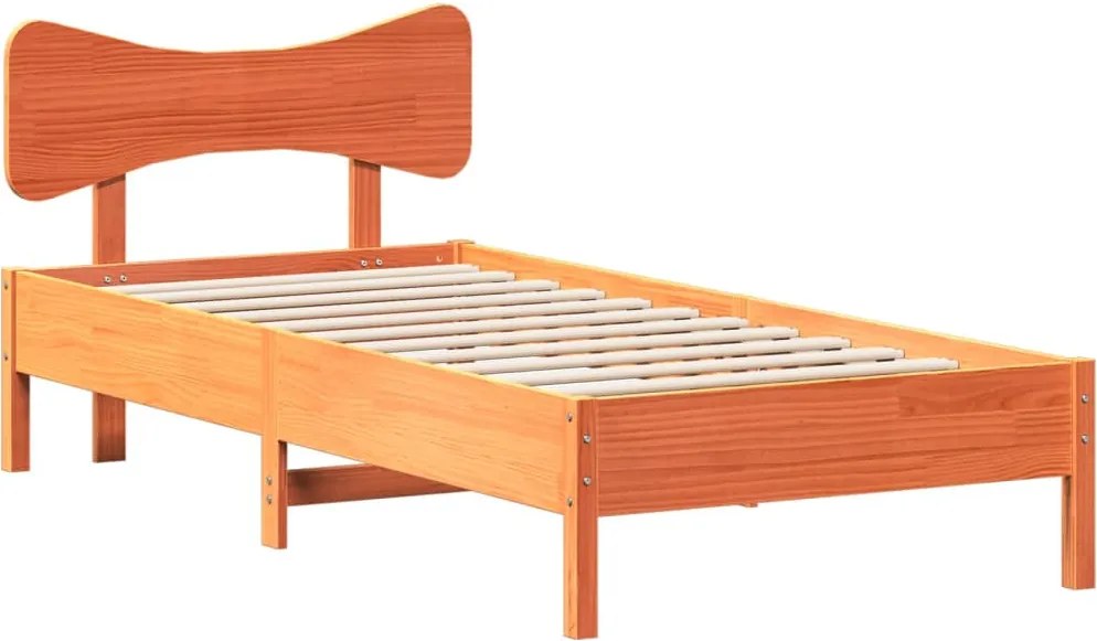 vidaXL viaszbarna tömör fenyőfa ágy matrac nélkül 90 x 190 cm