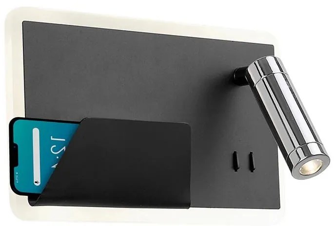 Klausen 141001 - BOARD LED fali lámpa 7,8W+3W, fekete/chrom