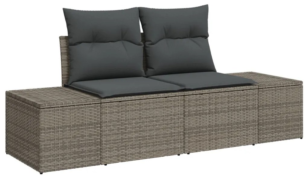 7 darabos kerti sofa szett párnákkal szürke poli rattan