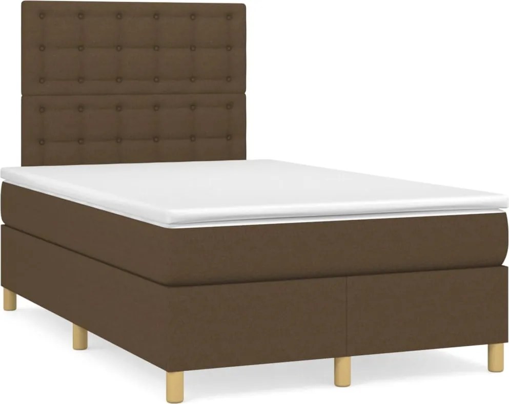 vidaXL sötétbarna szövet rugós ágy matraccal 120 x 200 cm