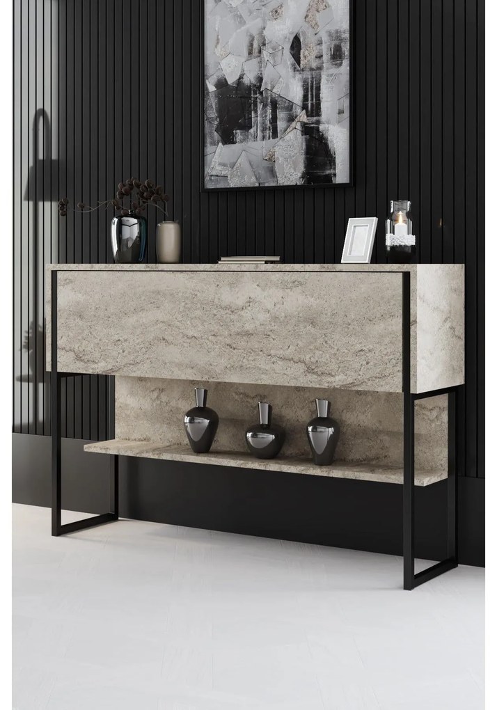 Komód Luxe - Travertine, Black