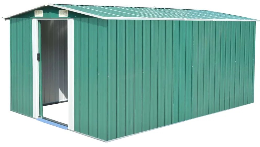 vidaXL zöld fém kerti fészer 257 x 392 x 181 cm
