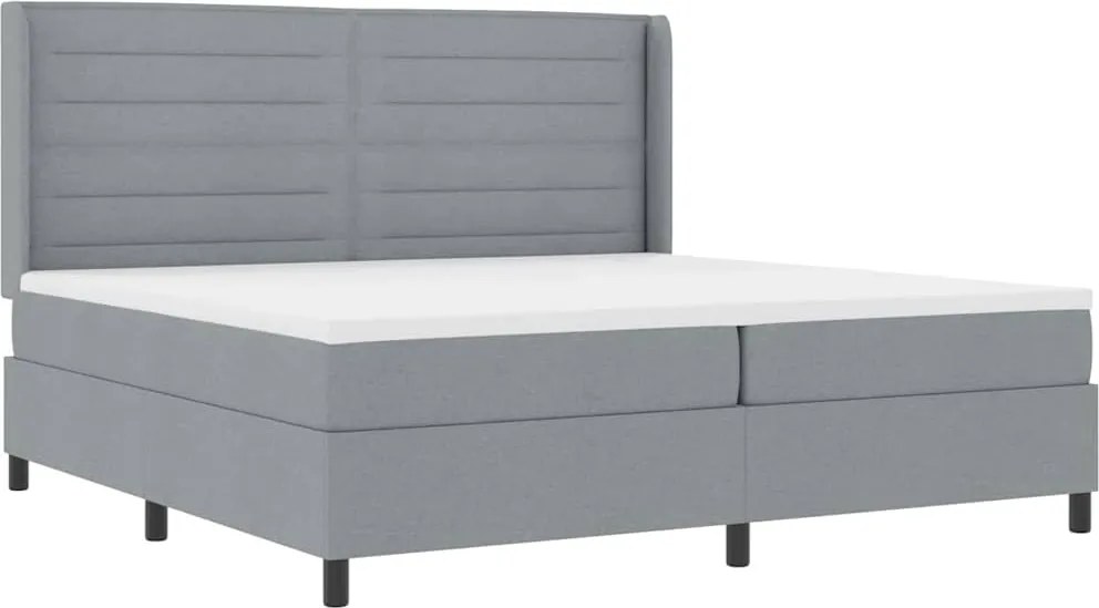 vidaXL LED Box Spring Ágy matracmal Világosszürke 200 x 200 cm szövet