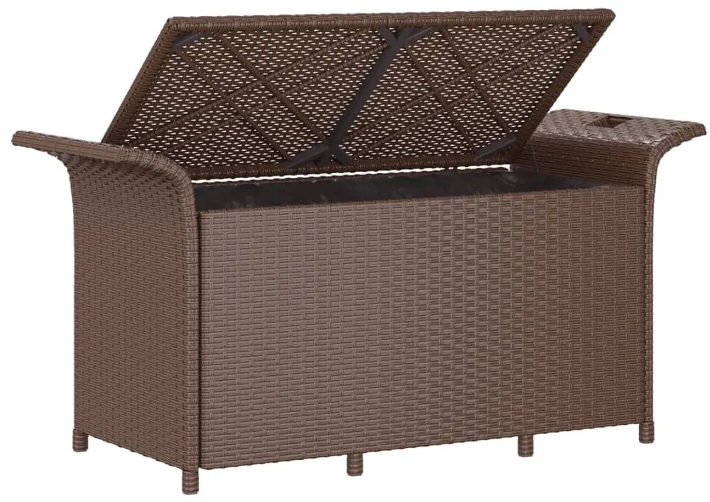 Barna polyrattan kerti pad párnával 116 x 46 x 57 cm
