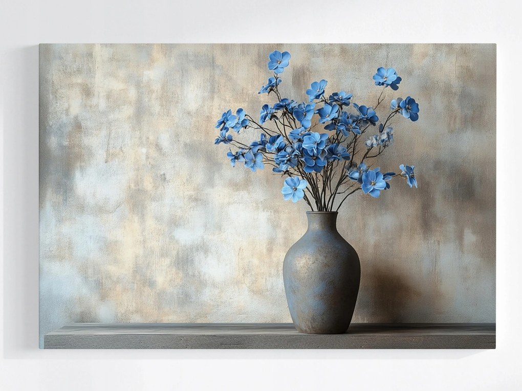 Poszter Dekoráció Váza Kerámia Kék Virágok 120x80