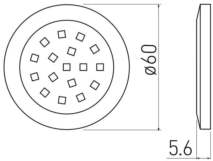 LED Lámpatest, LUMINO, hideg fehér, 60mm, felületre szerelhető, 12V, 80lm, 1,5W, kábellel, csatlakozóval