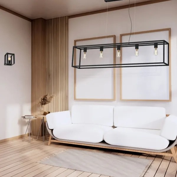 Csillár zsinóron FRAME 5xE27/60W/230V fekete