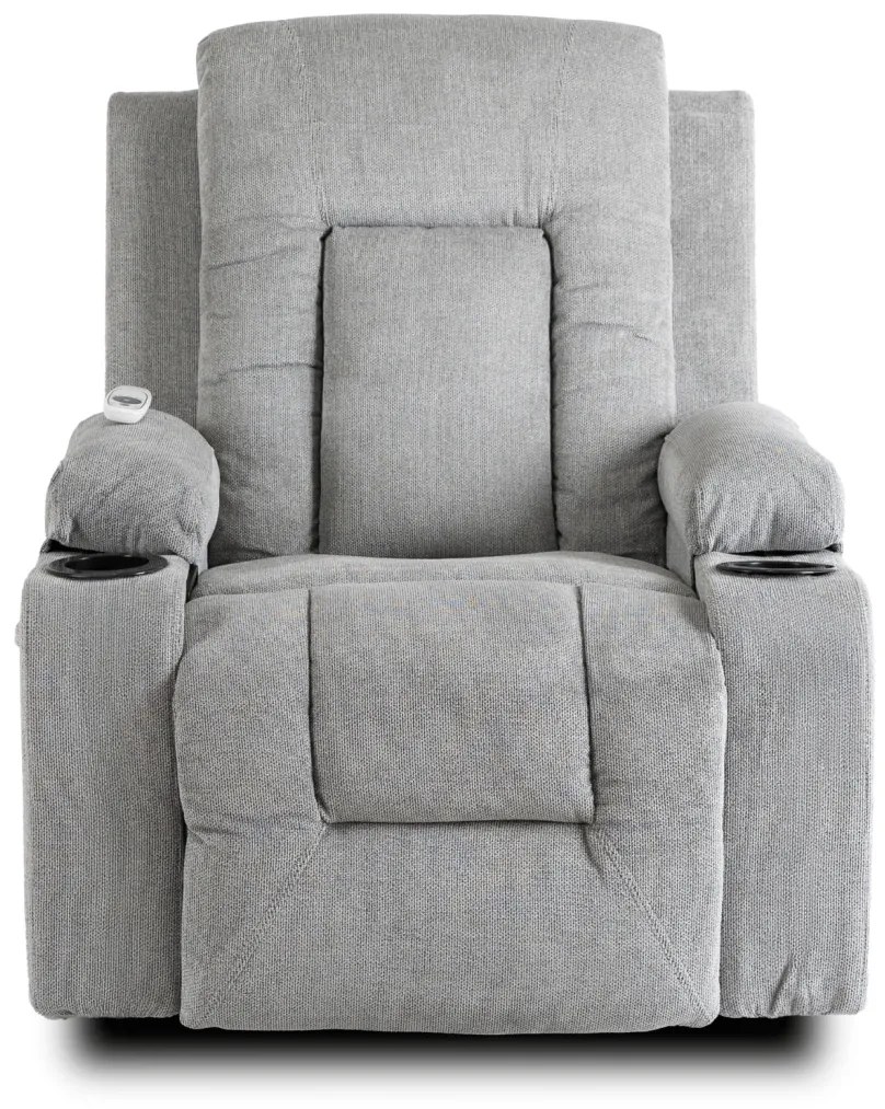 Elektromosan Vezérelhető Masszázsfunkciós Relaxfotel Szürke Szövet Kárpittal. BOX 2