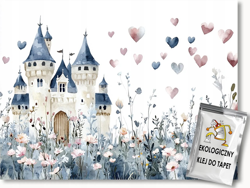 Fotótapéta Flizelina Akvarell Rét Virágok Kastély Palota Szív 100x75 ragasztó