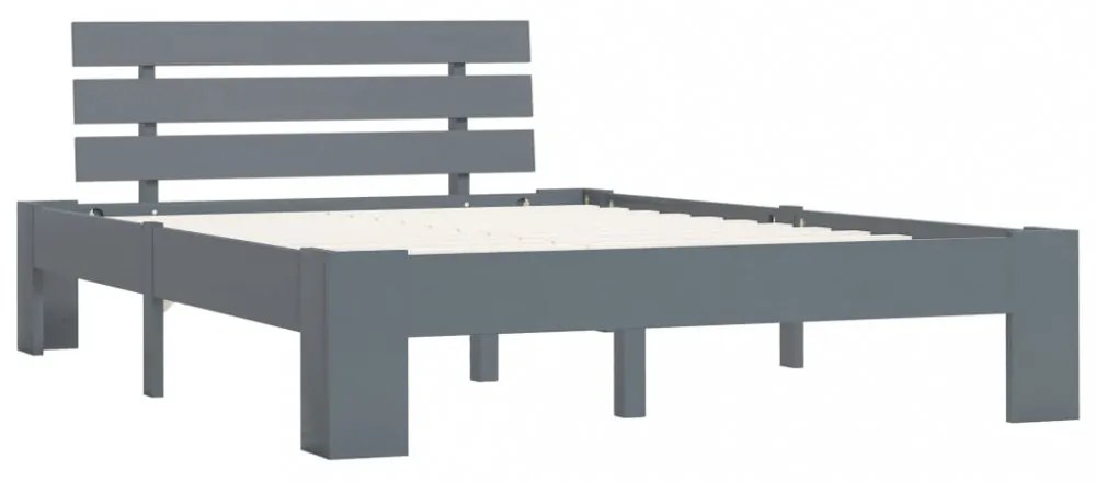 szürke tömör fenyőfa ágykeret 140 x 200 cm