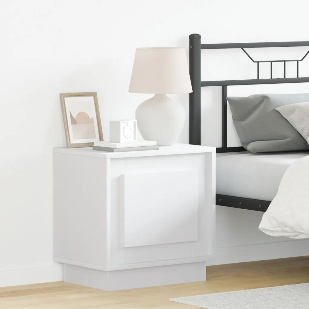 Éjjeli asztal LED világítással Fehér 44x34,5x45 cm