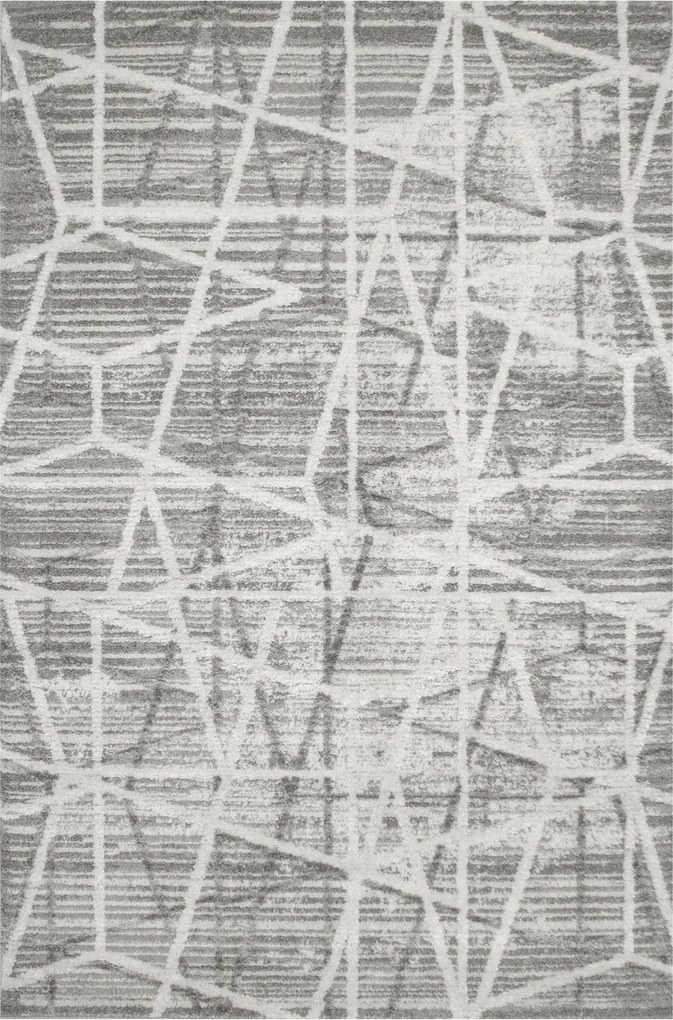 240x330 cm Loris Szőnyeg Ezüstös Szürke Csíkos Rombusz Krémszínű Nappali