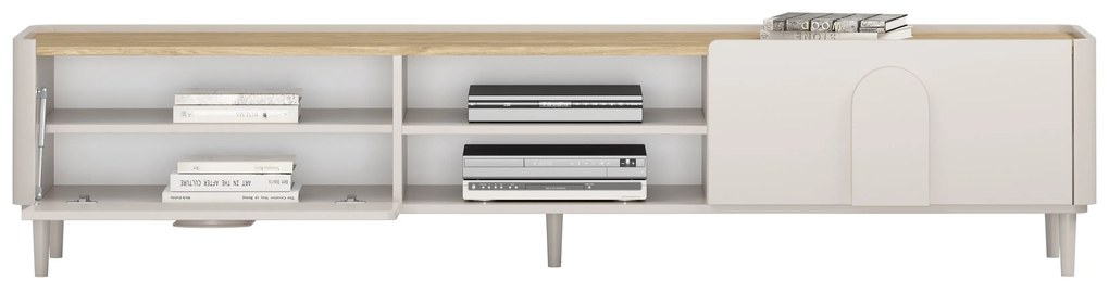 Amilio fiókos lábas TV szekrény 220 cm - kasmír / olajozott tölgy / kasmír fogantyúk