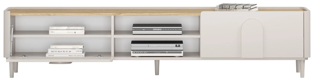Amilio RTV szekrény 220 cm - kasmír / olajozott tölgy / kasmír fogantyú