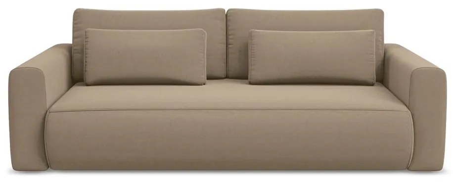 Világosbarna bársony kinyitható-tárolóhelyes kanapé 238 cm Kapua – Makamii