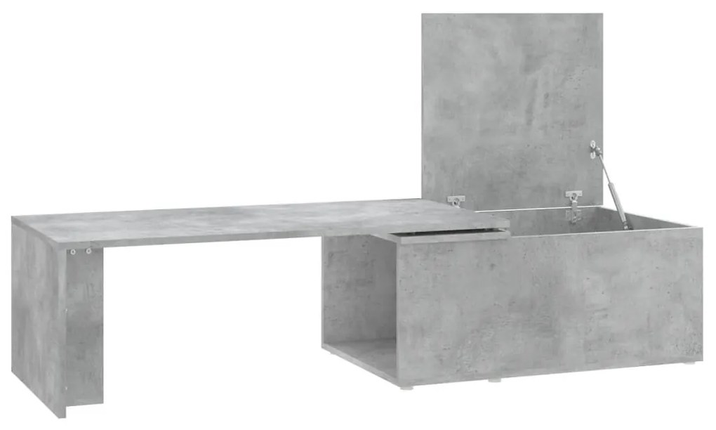 betonszürke szerelt fa dohányzóasztal 150 x 50 x 35 cm