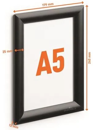 Posztertábla, fali, A5, alumínium keret, DURABLE, fekete (DB479501)