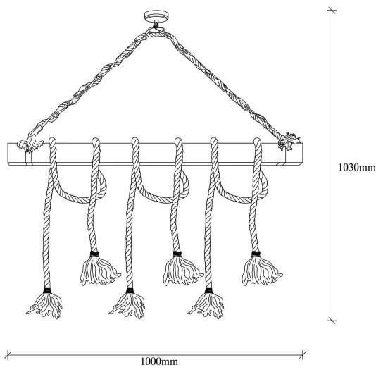 EREBOS zsinóron függő csillár, 6xE27/40W/230V, barna