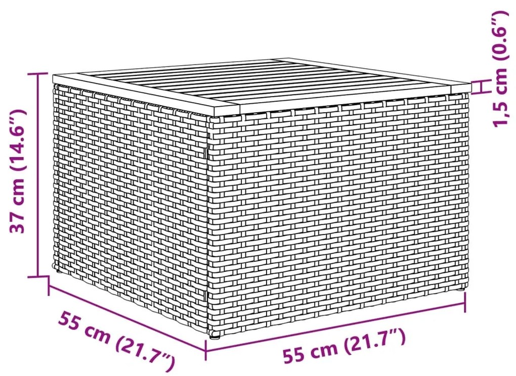 vidaXL 2 részes szürke polyrattan/akácfa kerti kanapészett párnákkal