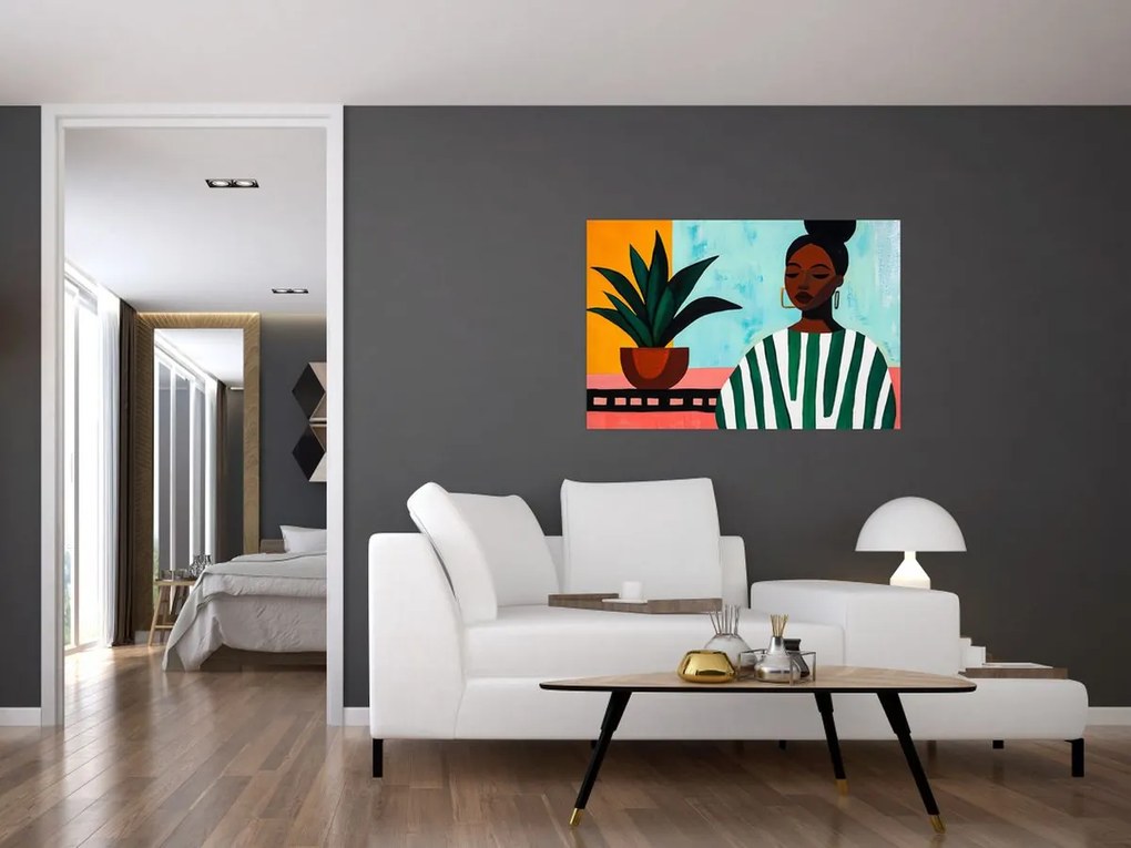 Kép - Nő virággal (90x60 cm)