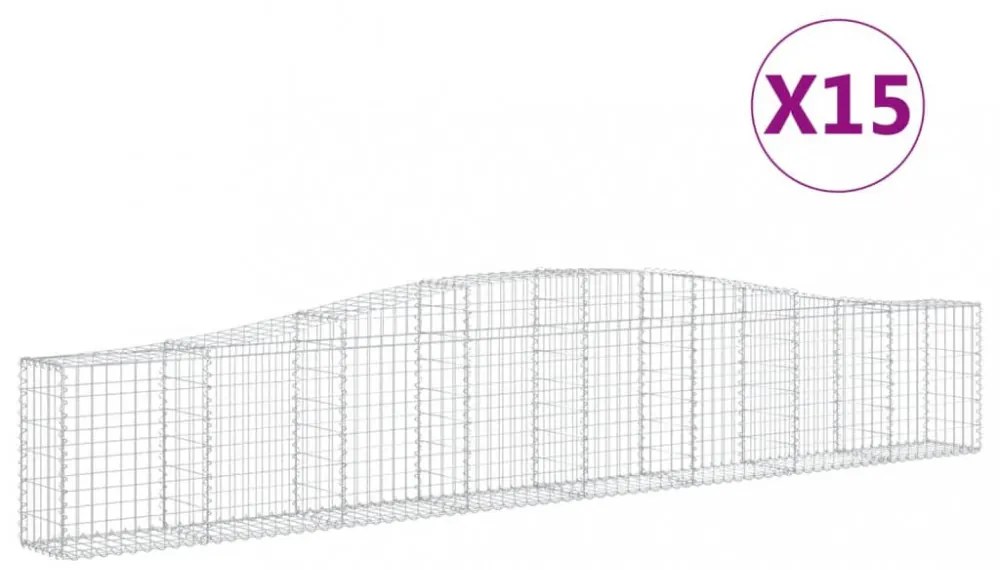 vidaXL 15 db íves horganyzott vas gabion kosár 400x30x60/80 cm