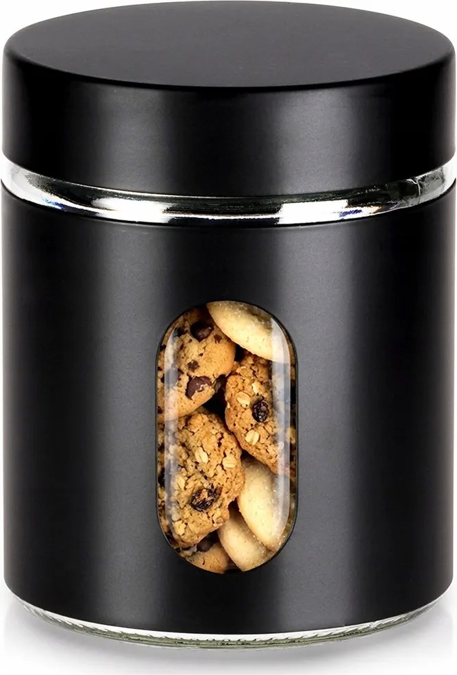 Üvegedény Fekete Konyhai Élelmiszer Termékek Légmentesen záródó 650 ml