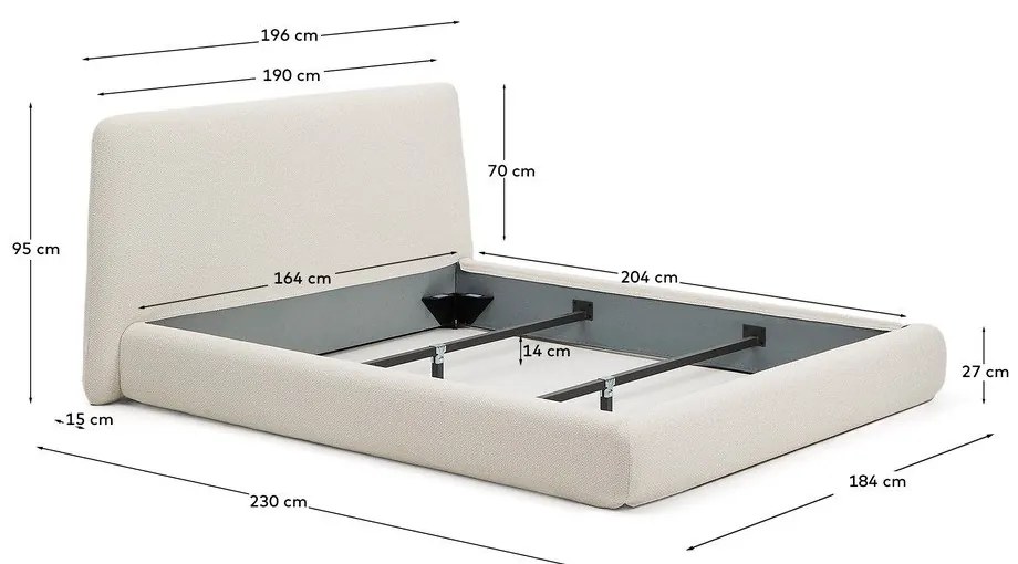 Bézs kárpitozott franciaágy 160x200 cm Martina – Kave Home