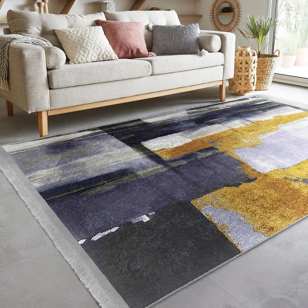 Sárga-sötétkék mosható szőnyeg 80x150 cm Unique – Mila Home