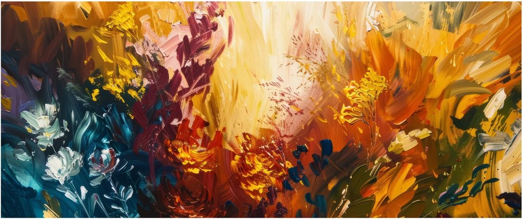 Kép - Absztrakt festmény a virágokról (120x50 cm)