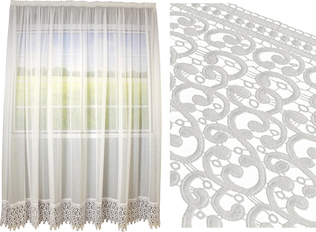 Függöny kész fátyol fehér Esővédő 600x250 cm magas