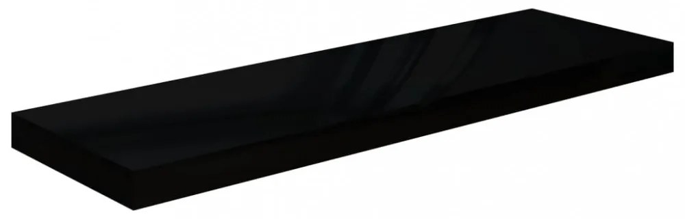 magasfényű fekete MDF lebegő fali polc 80 x 23,5 x 3,8 cm