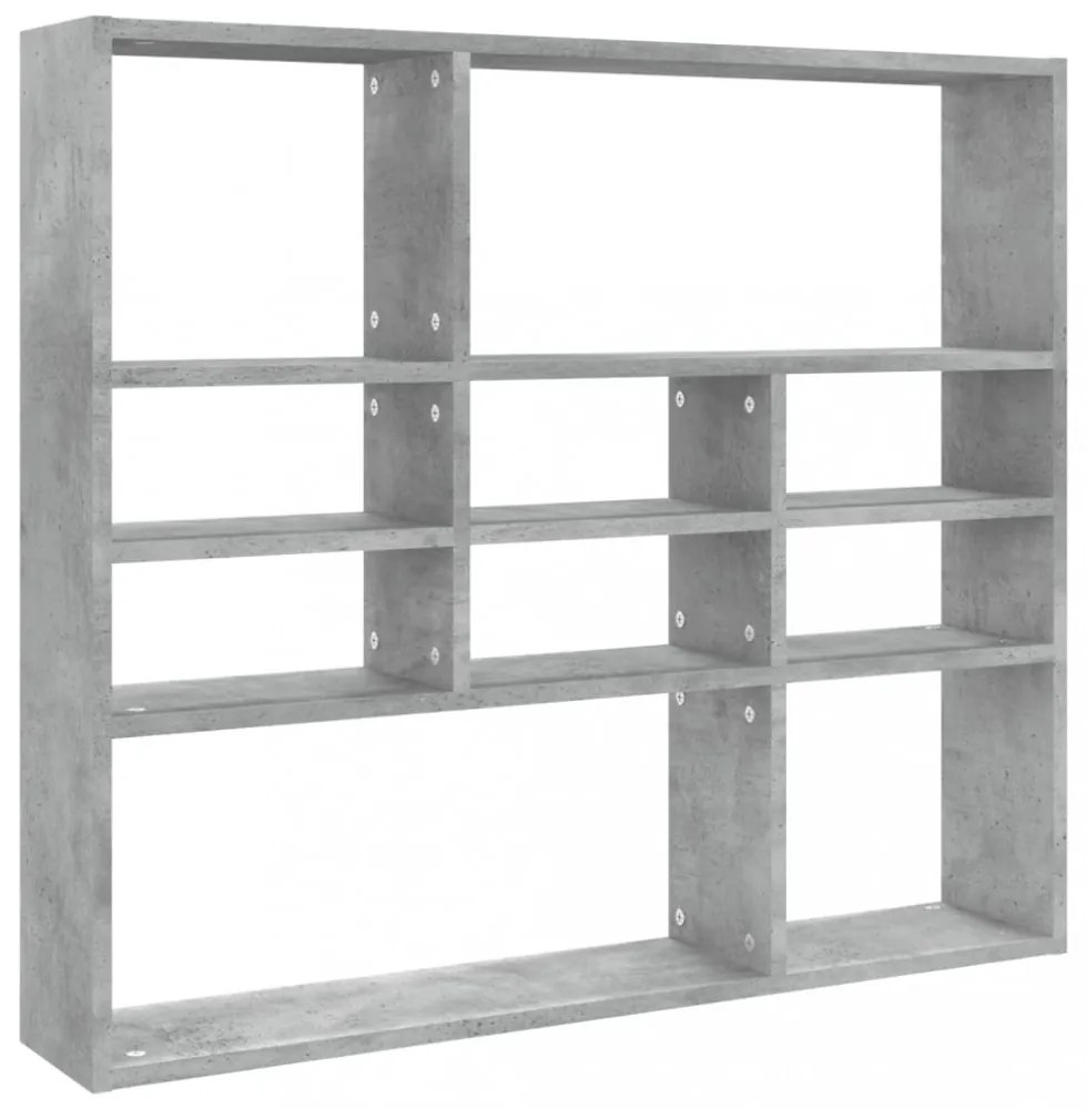 betonszürke szerelt fa fali polc 90 x 16 x 78 cm