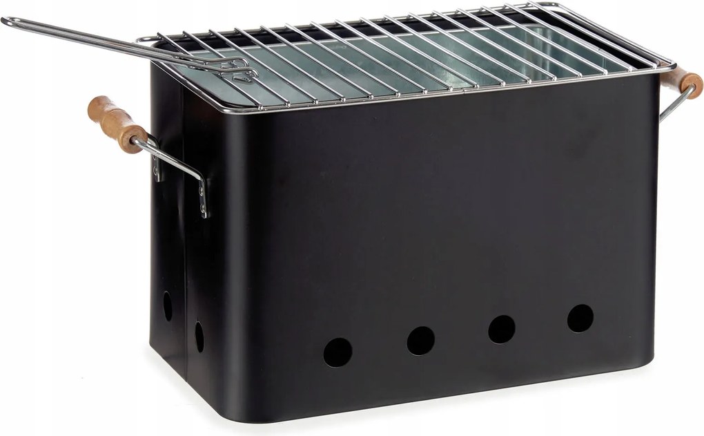 Hordozható Grillsütő Fogantyúkkal, Vas És Cink, 32 x 20,5 x 20,7 CM, Ajándék Dekor