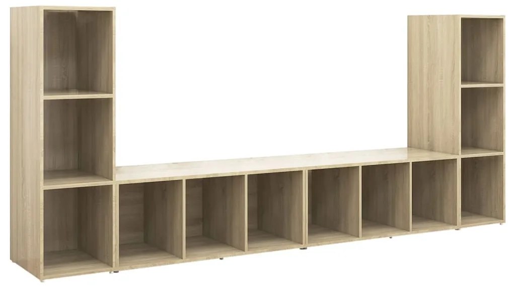 4 db sonoma tölgy színű szerelt fa TV-szekrény 107 x 35 x 37 cm