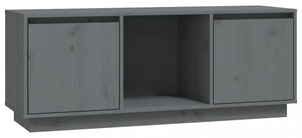 szürke tömör fenyőfa TV-szekrény 110,5 x 35 x 44 cm