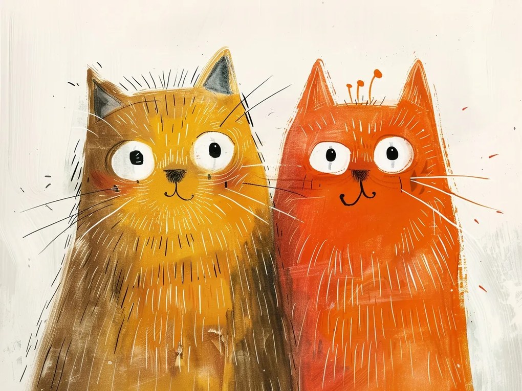 Vászonkép Canvas Gyerekek Grafika Rajz Két Vörös Macska 100x75