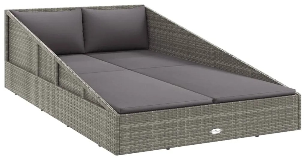 Szürke polyrattan kerti ágy 110x200 cm