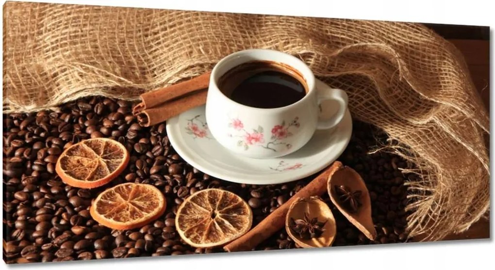 Vászonkép 115x55 Kávé és szárított narancs