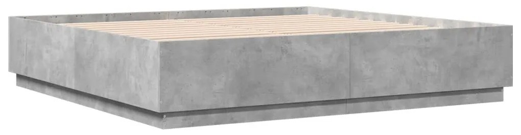 betonszürke szerelt fa ágykeret 200 x 200 cm