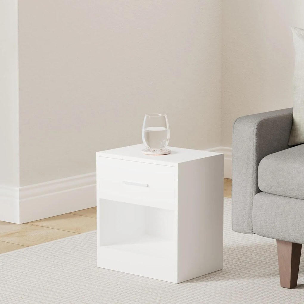 Éjjeliszekrény, 2 darabos szett, fiókkal 28 x 39 x 41 cm fehér