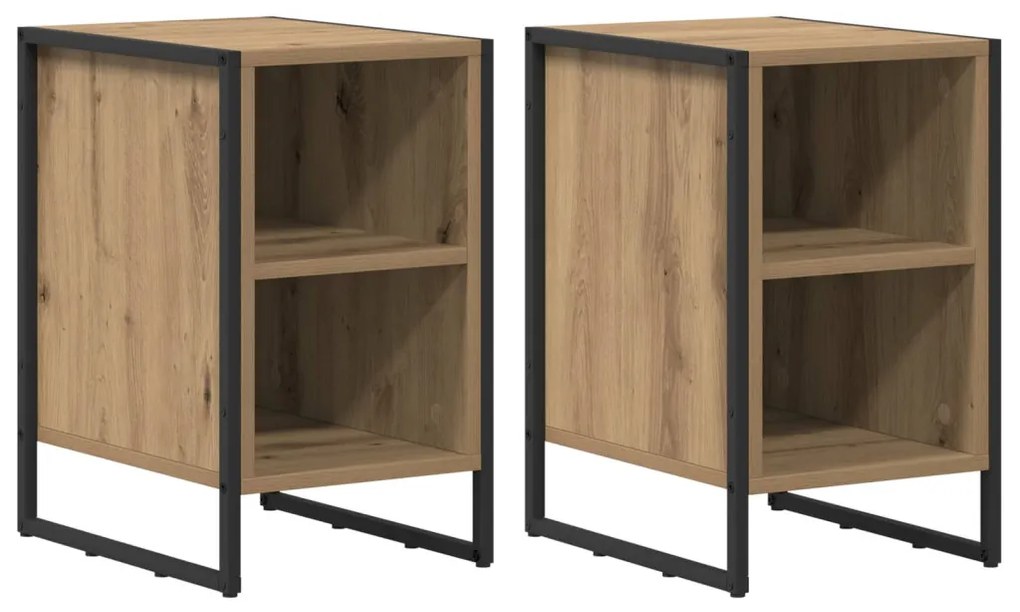 vidaXL Éjjeli asztal 2 pcs Művészi tölgy 39.5 x 30 x 50 cm Faanyag