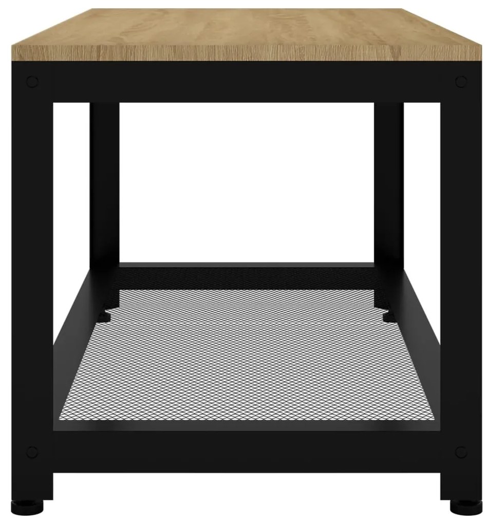 Világosbarna és fekete MDF és vas dohányzóasztal 90x45x45 cm