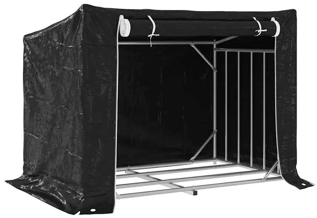 Tűzifa állvány esővédővel 150,5x100,5x110,5 cm horganyzott acél