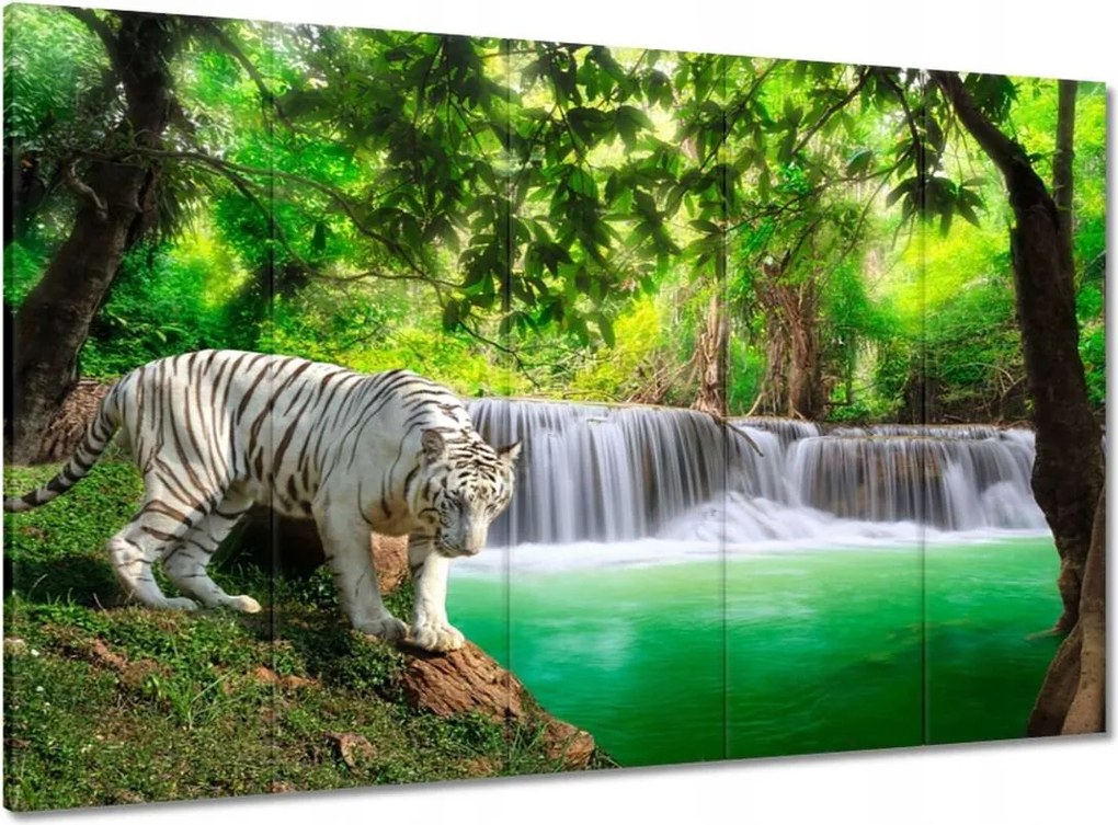 Vászonkép 100x70 Tigris a vízesésnél
